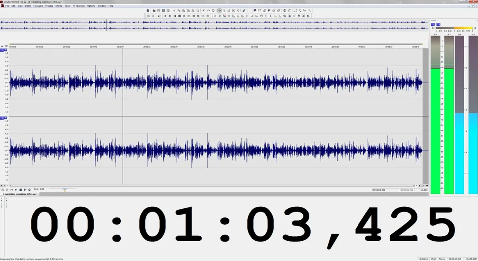 Audiowellendarstellung einer Video Tonaufnahme in Magix SOUND FORGE